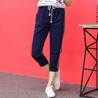 Ribbon Trim Cropped Pants