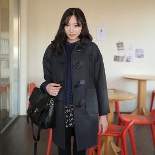 Toggle-button Wool Blend Coat