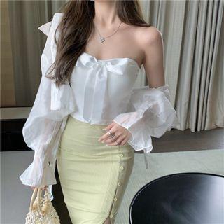 Tube Top / Fitted Skirt / Light Jacket