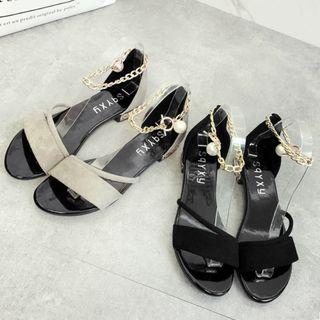 Chain Detail Low Heel Sandals