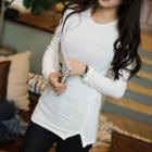 Round-neck Slit-hem T-shirt