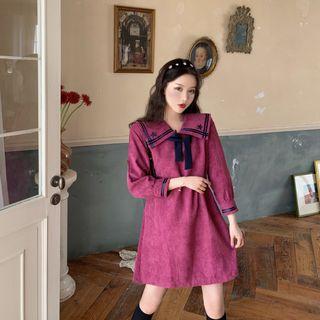Corduroy Peter-pan Collar A-line Dress