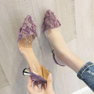 Clear Panel Cone Heel Pumps