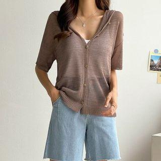 Short-sleeve Hooded Sheer Cardigan
