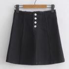 Fray Edge A-line Denim Skirt