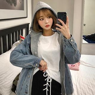 Detachable-hoodie Denim Trucker Jacket