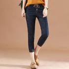 Sequined Capri Skinny Jeans
