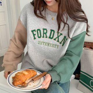 Color Panel Round-neck Long-sleeve Sweatshirt