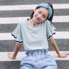 Pleated Trim Short Sleeve T-shirt