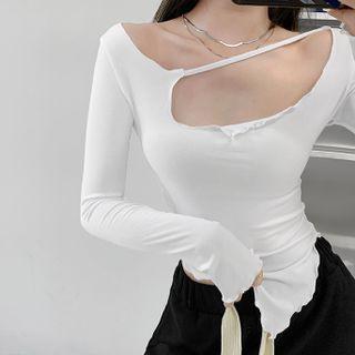 Asymmetrical Cutout Crop T-shirt In 5 Colors