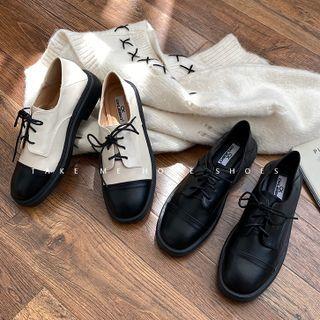 Round-toe Color Panel Strap Loafers