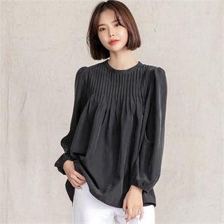 Pintuck-detail Button-back Blouse