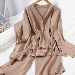 Set: Cardigan +wide Leg Pants