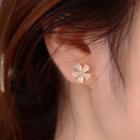 Floral Sterling Silver Ear Stud With Gift Box - 1 Pair - Silver - One Size