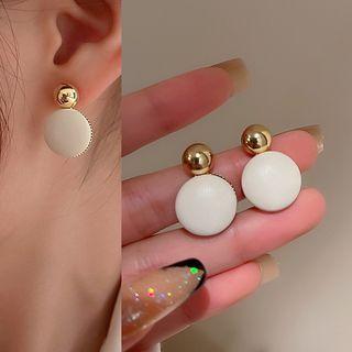 Disc Faux Leather Alloy Earring