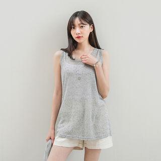 Set: Linen Blend Cardigan + Knit Tank Top