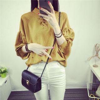 Lace Up Lantern Sleeve Top