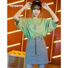 High-waist Checked Zipper Skirt