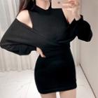 Set: Batwing-sleeve Sweater + Sleeveless Bodycon Dress