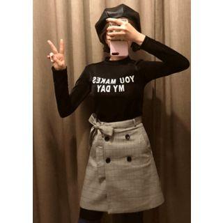 Crew-neck Lettering Glitter T-shirt
