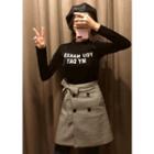 Crew-neck Lettering Glitter T-shirt