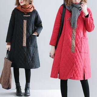 Quilted Zip Long Coat