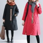 Quilted Zip Long Coat