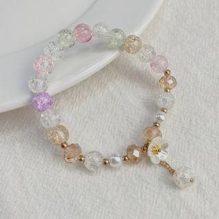 Flower Faux Pearl Faux Crystal Bracelet