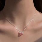 Faux Crystal Bead Pendant Sterling Silver Necklace 1 Pc - Silver & Pink - One Size