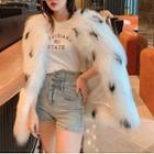 Dotted Faux Fur Coat Black & White - One Size