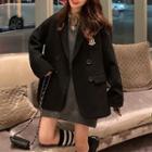 Double-breasted Coat / Plaid Shirt / V-neck Sleeveless Knit Dress