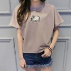 Elephant Applique Short-sleeve T-shirt