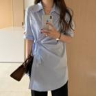 Asymmetrical Plain Tie-strap Shirt
