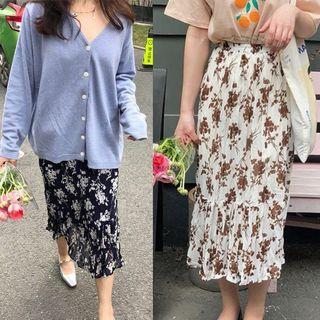 Floral Printed Pleated Skirt