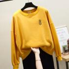 Pineapple Embroidered Sweatshirt Yellow - One Size