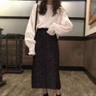 Lace Shirt / Dotted Midi Skirt