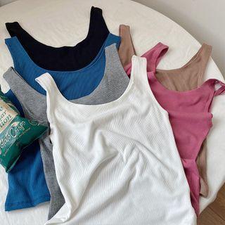 Plain Cropped Ribbed Tank Top