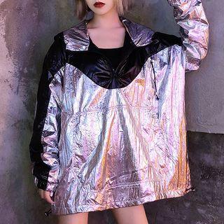 Color Panel Hoodie Silver - One Size
