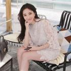 3/4-sleeve Laced Mini Dress
