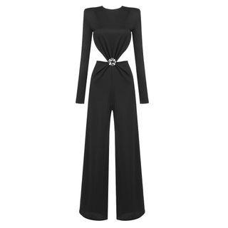 Long-sleeve Cut-out Wide Leg Jumpsuit