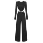 Long-sleeve Cut-out Wide Leg Jumpsuit