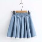 Lace Trim Mini Denim Skirt