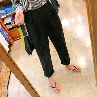 Distressed Relaxed-fit Chino Pants