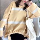 Drawstring Striped Sweater Yellow - One Size