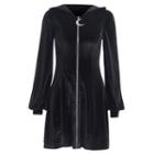 Hooded Front Zip Long-sleeve A-line Dress