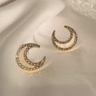 Moon Rhinestone Earring 1 Pair - Gold & White - One Size