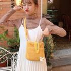 Rabbit Brooch Fleece Crossbody Bag