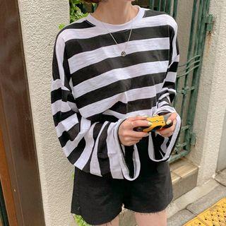 Extra Long-sleeve Boxy Stripe T-shirt