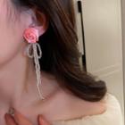Flower Fringed Drop Earring 1 Pair - Pink - One Size