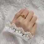 Rhinestone Ring Green Rhinestone - Gold - One Size